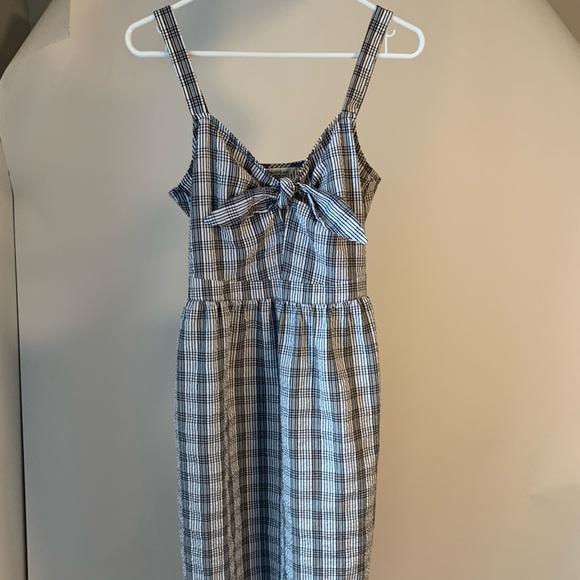 Checkered summer midi cotton dress - Picture 1 of 6
